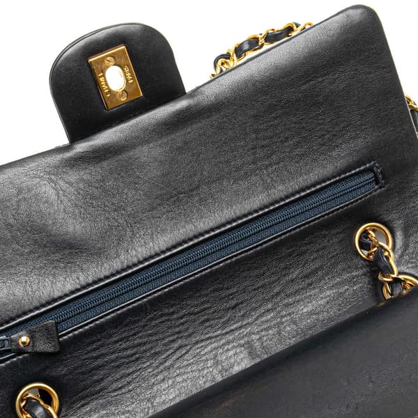 Pre-owned Chanel Medium Classic Lambskin Double Flap Blue