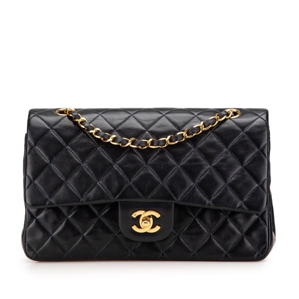 Pre-owned Chanel Medium Classic Lambskin Double Flap Blue