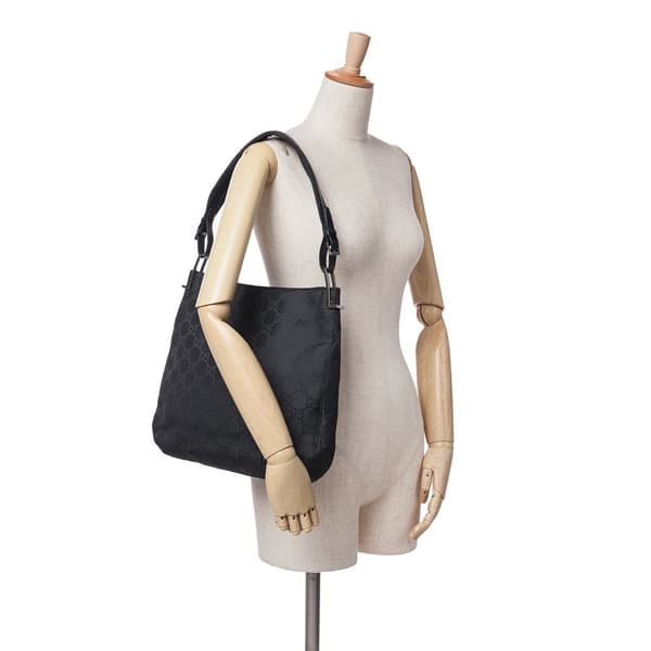 Pre-owned Gucci GG Nylon Shoulder Bag Black