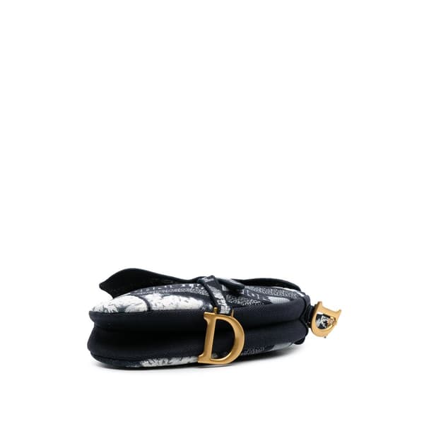 Pre-owned Dior Canvas Embroidered Tie Dye Saddle Bag Black