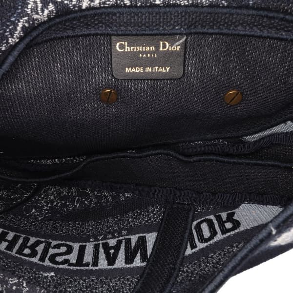 Pre-owned Dior Canvas Embroidered Tie Dye Saddle Bag Black