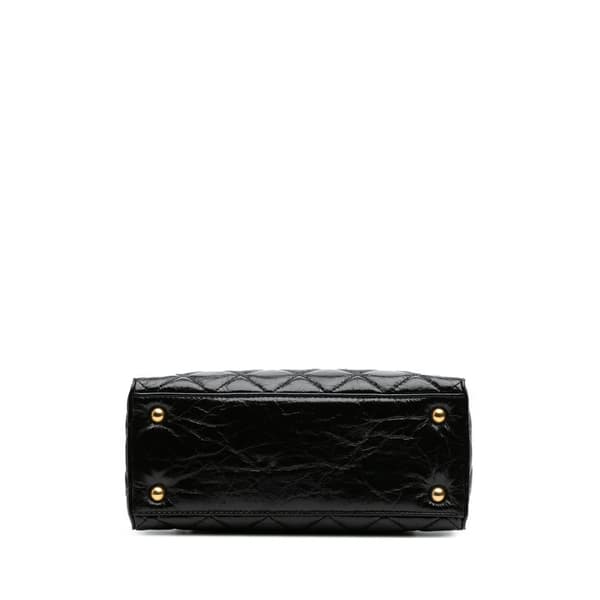Pre-owned Chanel Reissue 2.55 Glazed Crackled Calfskin Shopping Bag Black