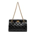 Miniatyrbillede 1 af 10: Pre-owned Chanel Reissue 2.55 Glazed Crackled Calfskin Shopping Bag Black
