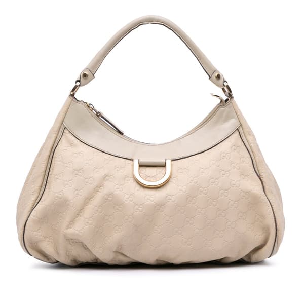 Pre-owned Gucci Guccissima Abbey D Ring Shoulder Bag White