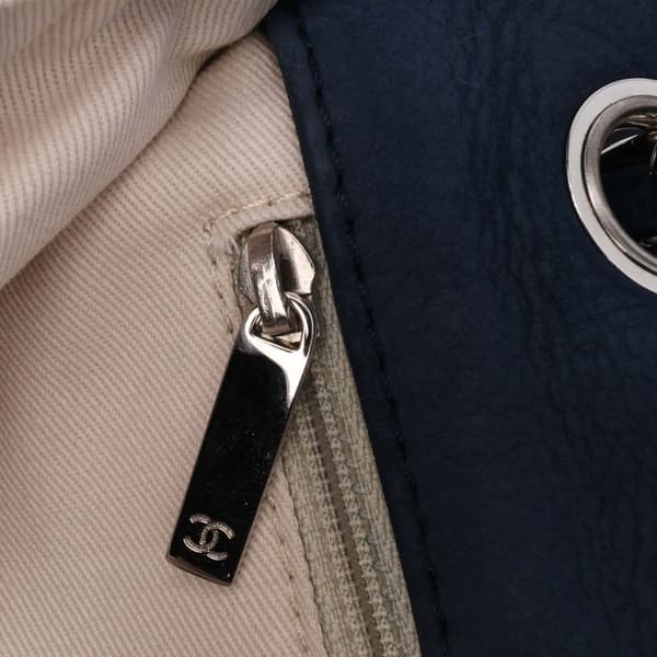 Pre-owned Chanel Large Quilted Nubuck Natural Beauty Split Pocket Flap Blue