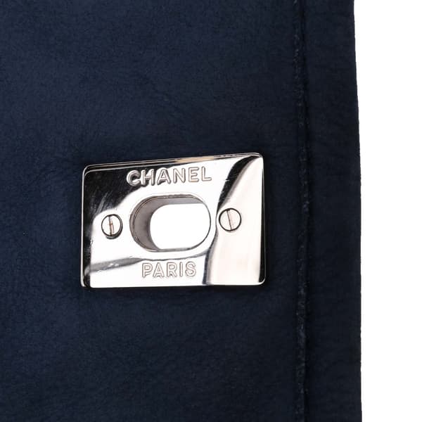 Pre-owned Chanel Large Quilted Nubuck Natural Beauty Split Pocket Flap Blue