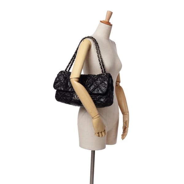Pre-owned Chanel Jumbo Quilted Calfskin Ultra Stitch Flap Black