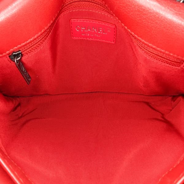 Pre-owned Chanel Large Quilted Lambskin Natural CC Flap Red