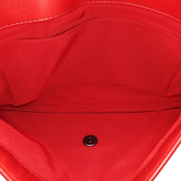 Pre-owned Chanel Large Quilted Lambskin Natural CC Flap Red