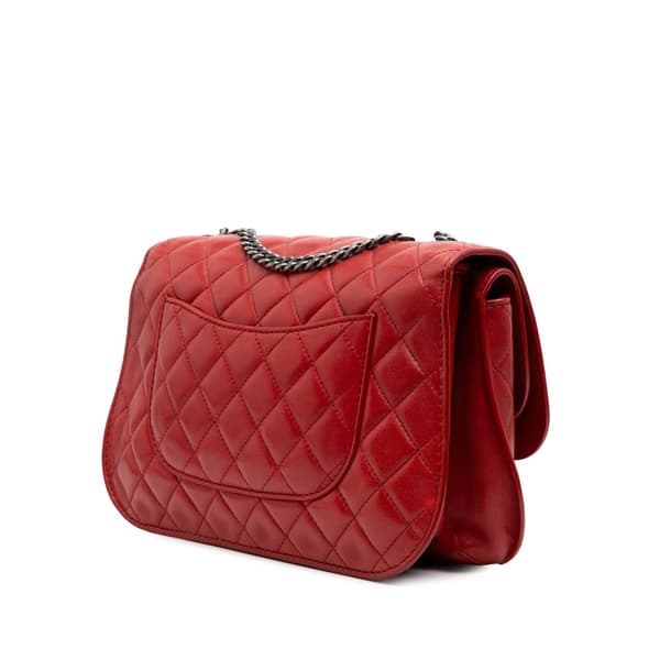 Pre-owned Chanel Large Quilted Lambskin Natural CC Flap Red