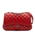 Miniatyrbild 1 av 10: Pre-owned Chanel Large Quilted Lambskin Natural CC Flap Red