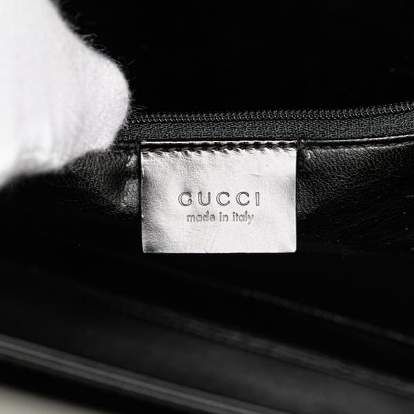 Pre-owned Gucci Square G Leather Shoulder Bag Black