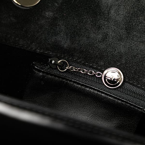 Pre-owned Gucci Square G Leather Shoulder Bag Black