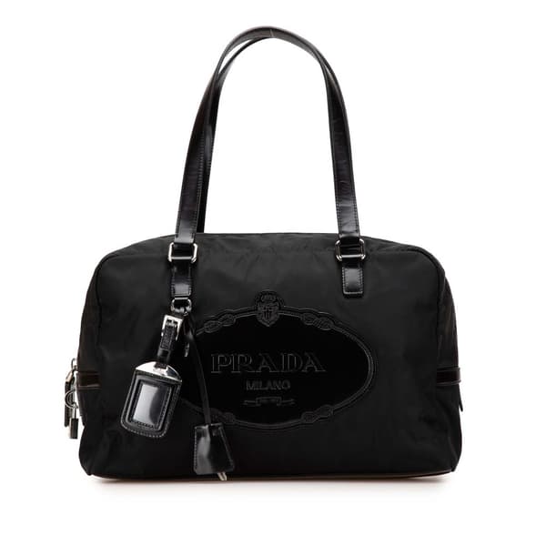 Pre-owned Prada Tessuto Canapa Logo Shoulder Bag Black