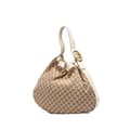 Miniatyrbillede 2 af 10: Pre-owned Gucci GG Canvas Interlocking Icon Drawstring Hobo Brown