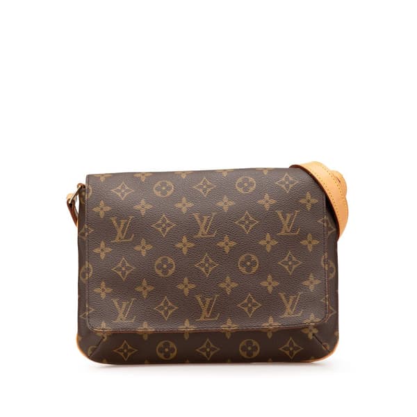 Pre-owned Louis Vuitton Monogram Musette Tango Short Strap Brown