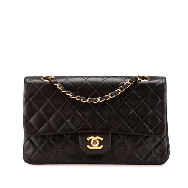 Pre-owned Chanel Medium Classic Lambskin Double Flap Black
