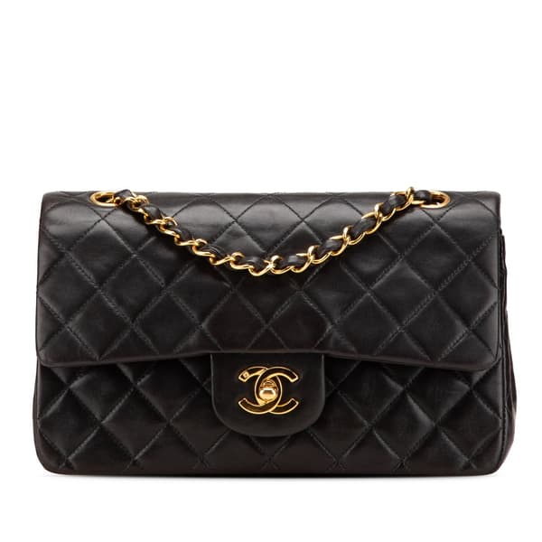 Pre-owned Chanel Small Classic Lambskin Double Flap Black