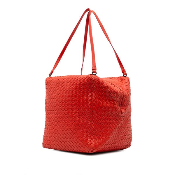 Pre-owned Bottega Veneta Nappa Intrecciato Cube Shoulder Bag Red