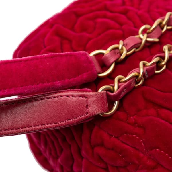 Pre-owned Chanel Mini Velvet Camellia Flap Red