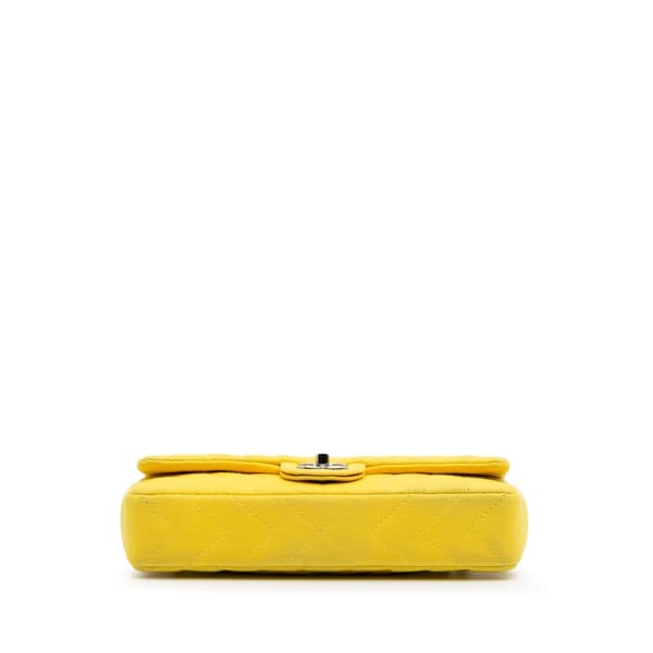 Pre-owned Chanel Chevron Jersey East West Flap Yellow