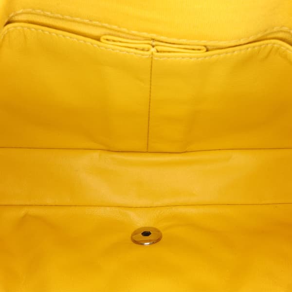 Pre-owned Chanel Chevron Jersey East West Flap Yellow