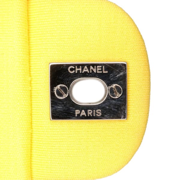 Pre-owned Chanel Chevron Jersey East West Flap Yellow