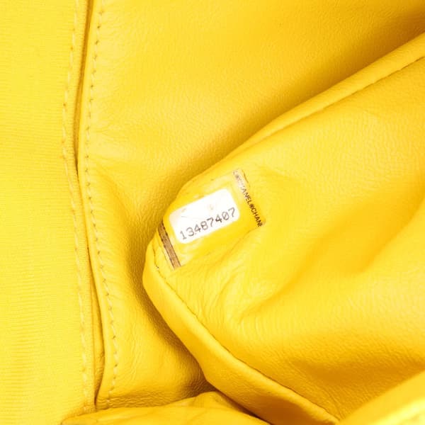 Pre-owned Chanel Chevron Jersey East West Flap Yellow