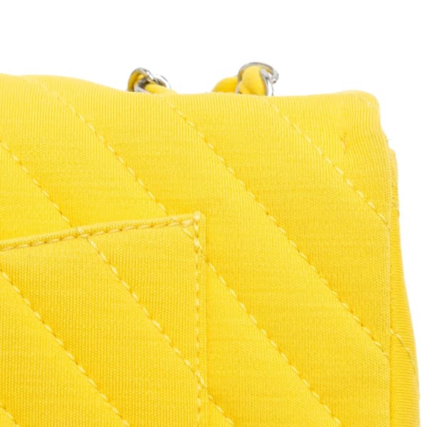 Pre-owned Chanel Chevron Jersey East West Flap Yellow