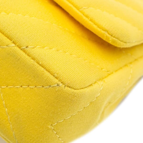 Pre-owned Chanel Chevron Jersey East West Flap Yellow