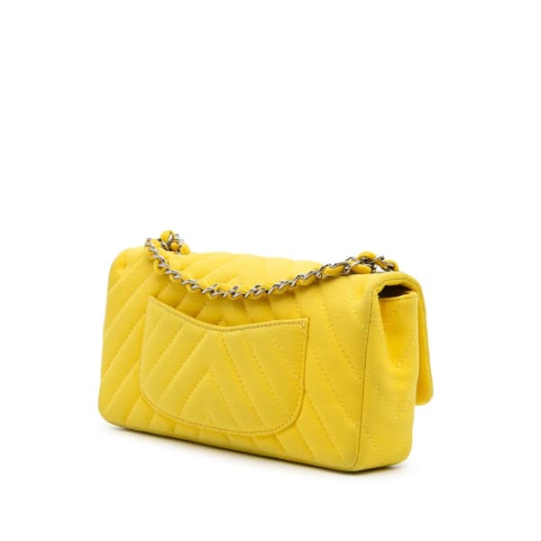 Pre-owned Chanel Chevron Jersey East West Flap Yellow