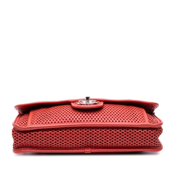 Pre-owned Chanel Medium Lambskin Perforated Up In The Air Flap Red