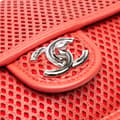 Miniatyrbild 7 av 9: Pre-owned Chanel Medium Lambskin Perforated Up In The Air Flap Red