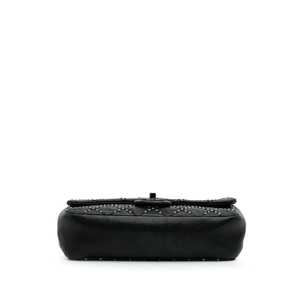 Pre-owned Chanel Washed Lambskin Studded Metal Beauty Flap Black
