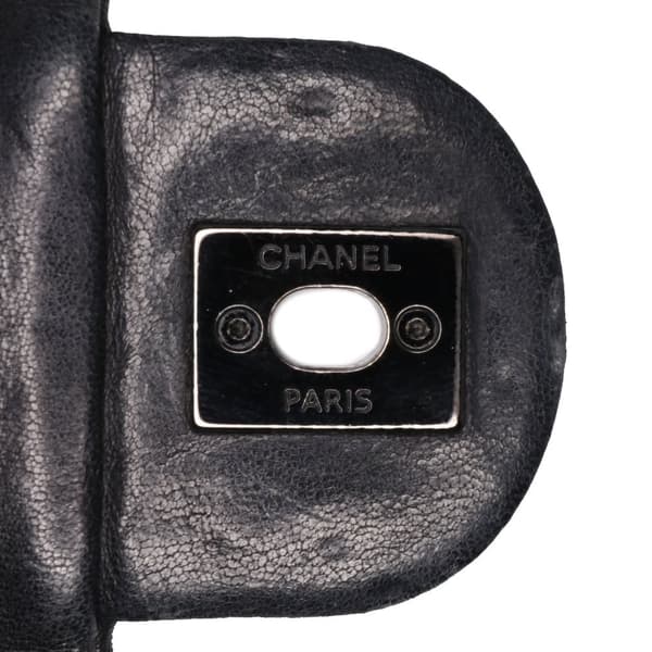 Pre-owned Chanel Washed Lambskin Studded Metal Beauty Flap Black