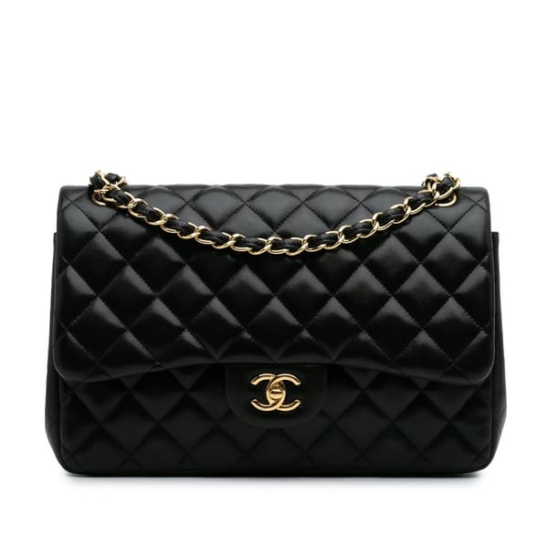 Pre-owned Chanel Jumbo Classic Lambskin Double Flap Black