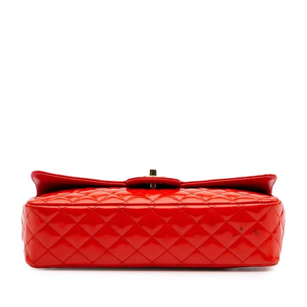Pre-owned Chanel Medium Classic Patent Valentines Heart Charms Single Flap Red