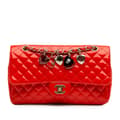 Miniatyrbilde 1 av 10: Pre-owned Chanel Medium Classic Patent Valentines Heart Charms Single Flap Red