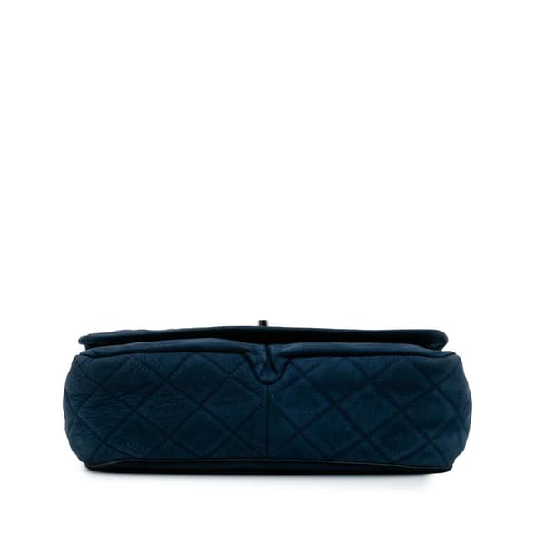 Pre-owned Chanel Medium Quilted Nubuck Natural Beauty Split Pocket Flap Blue