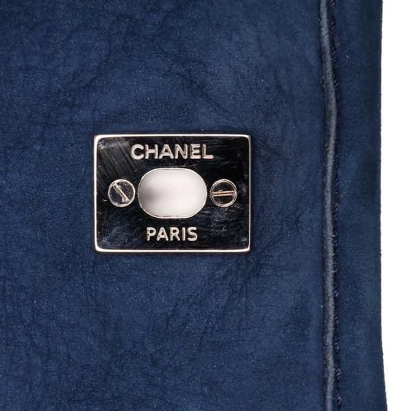 Pre-owned Chanel Medium Quilted Nubuck Natural Beauty Split Pocket Flap Blue