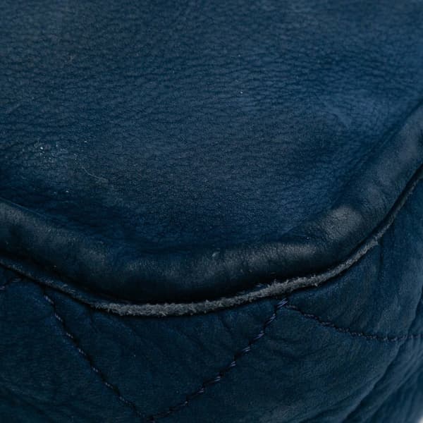 Pre-owned Chanel Medium Quilted Nubuck Natural Beauty Split Pocket Flap Blue