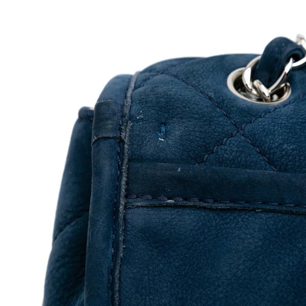 Pre-owned Chanel Medium Quilted Nubuck Natural Beauty Split Pocket Flap Blue