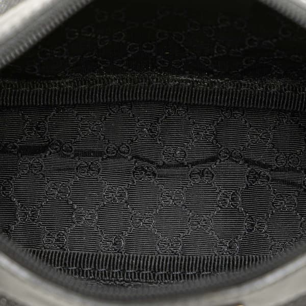 Pre-owned Gucci Web Denim Shoulder Bag Black