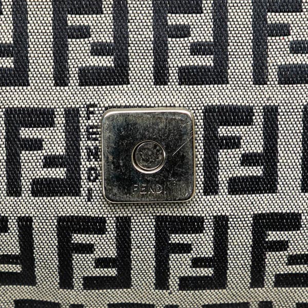 Pre-owned Fendi Zucchino Canvas Flap Shoulder Bag Gray