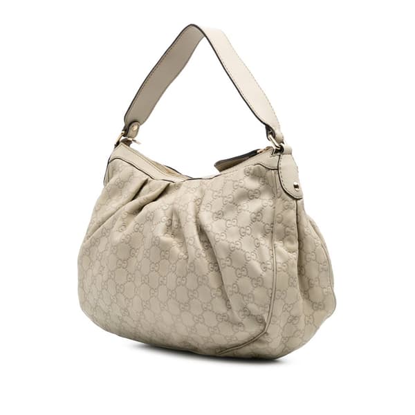 Pre-owned Gucci Guccissima Sukey Shoulder Bag White