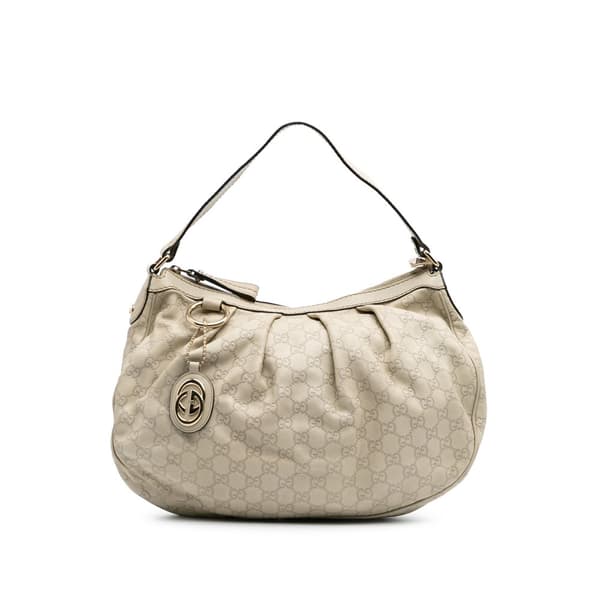 Pre-owned Gucci Guccissima Sukey Shoulder Bag White