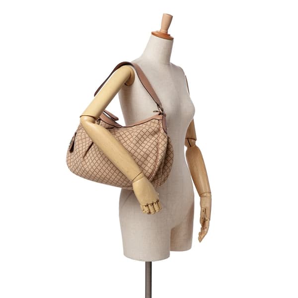 Pre-owned Gucci Diamante Canvas Sukey Shoulder Bag Brown
