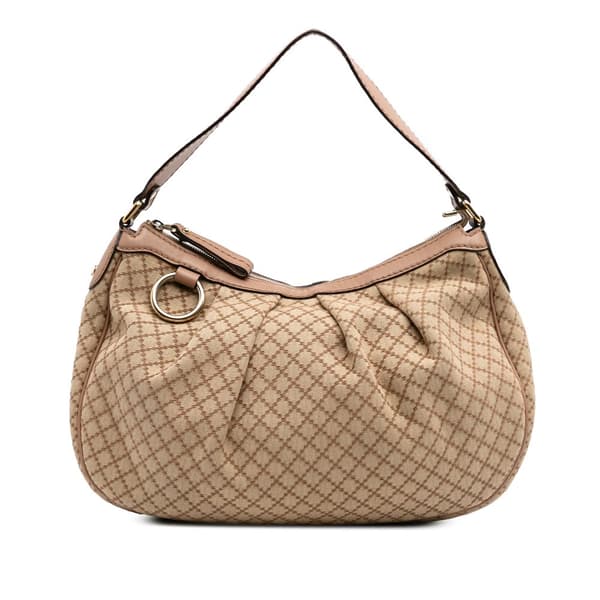 Pre-owned Gucci Diamante Canvas Sukey Shoulder Bag Brown
