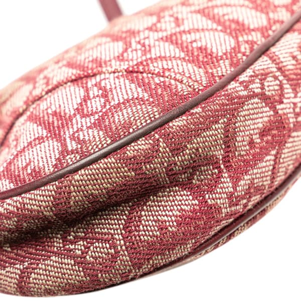 Pre-owned Dior Mini Diorissimo Canvas Saddle Pochette Red