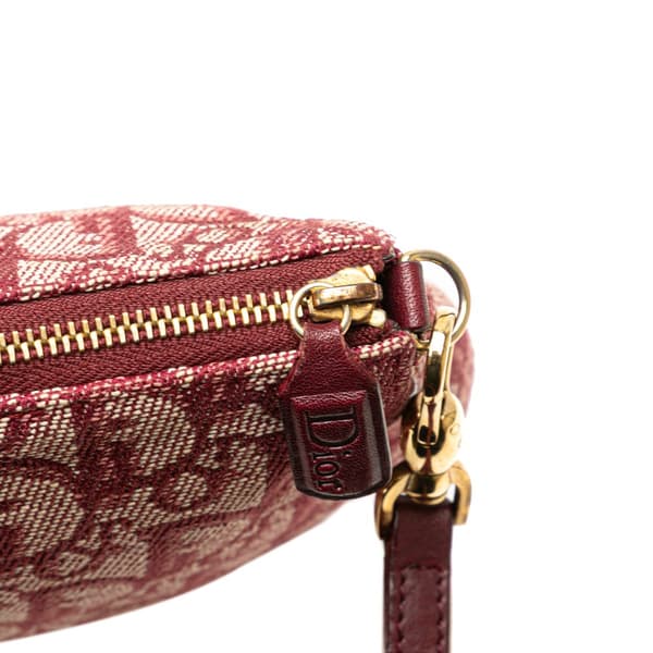 Pre-owned Dior Mini Diorissimo Canvas Saddle Pochette Red